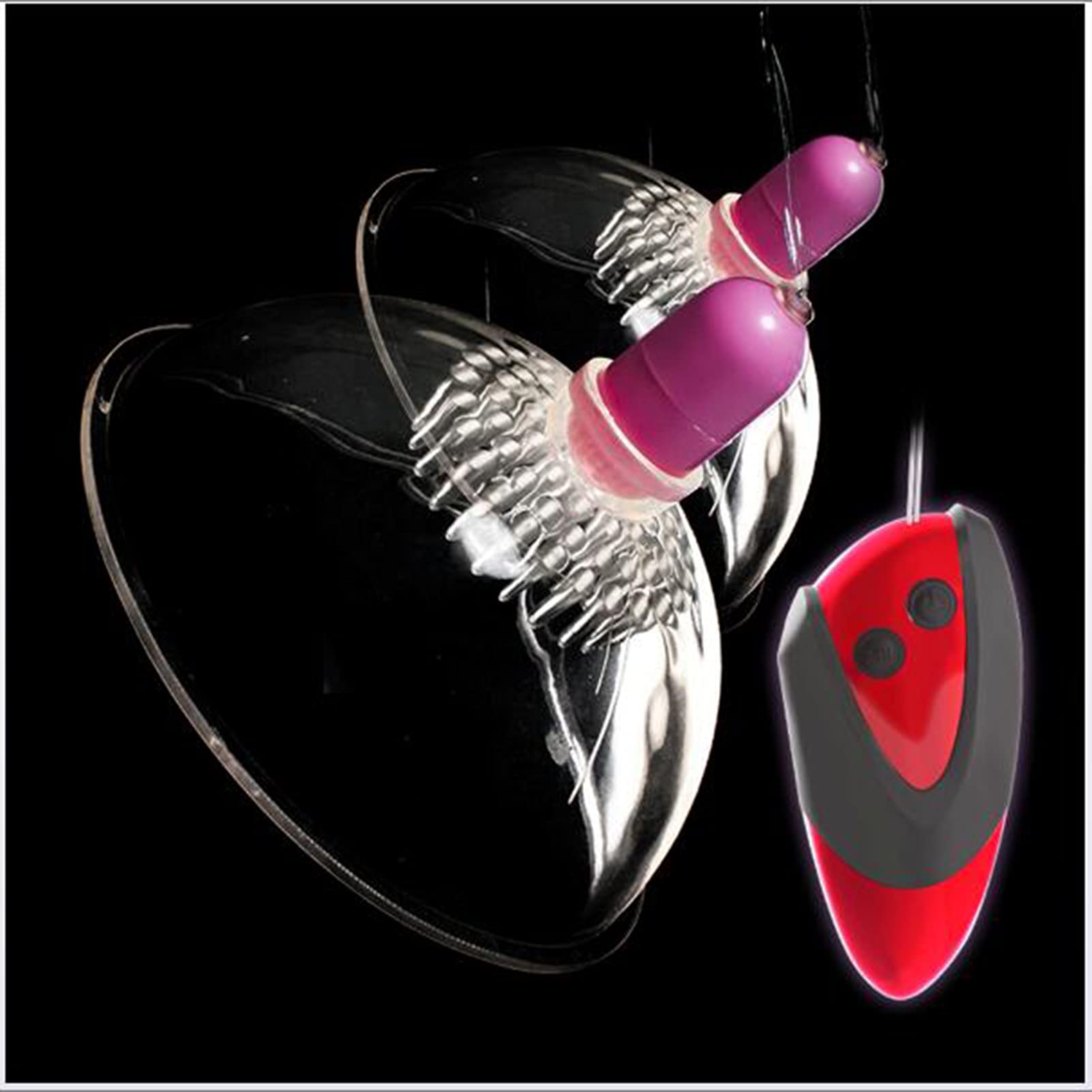 Control Remoto 2 Piezas Vibrador Nipple Sucker Silicona Masajeador de Senos Succionadores de Pezones Estimulador de Clítoris Paliza Juguetes Sexuales Agrandar para Mujeres