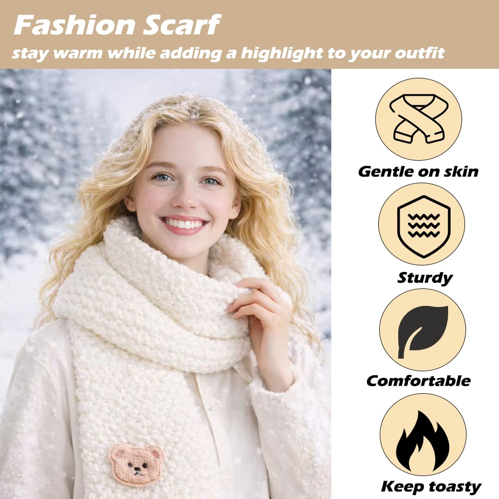 Strickwebstuhl-Set für Anfänger, Schal-Stricksets mit Garn und Werkzeugen (weiß)