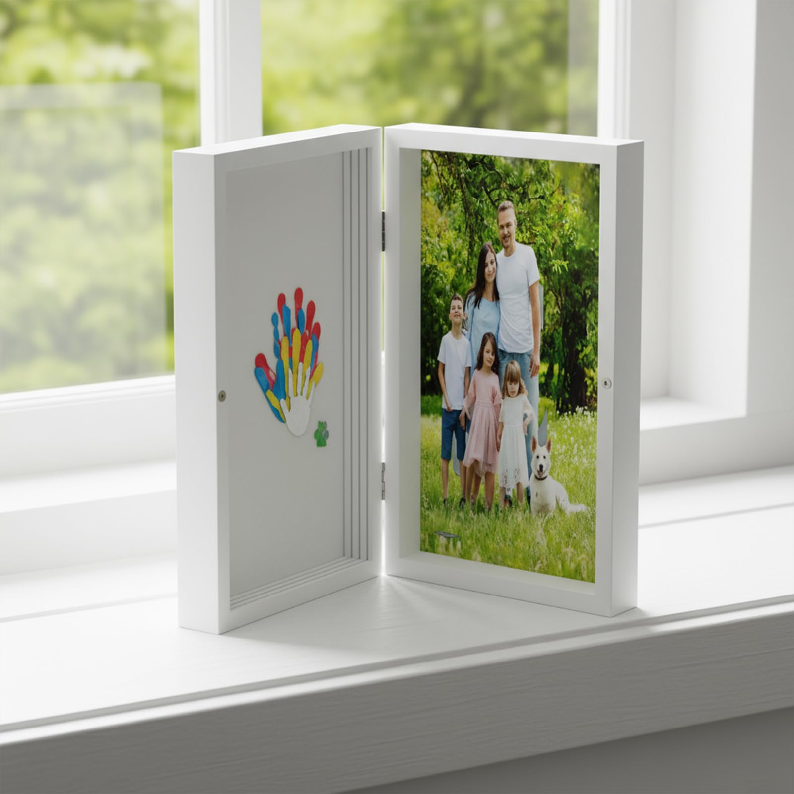 Set di impronte a mano per tutta la famiglia – Cornice con spazio per 4 membri della famiglia – per l'impronta a mano del bambino e come regalo di famiglia unico