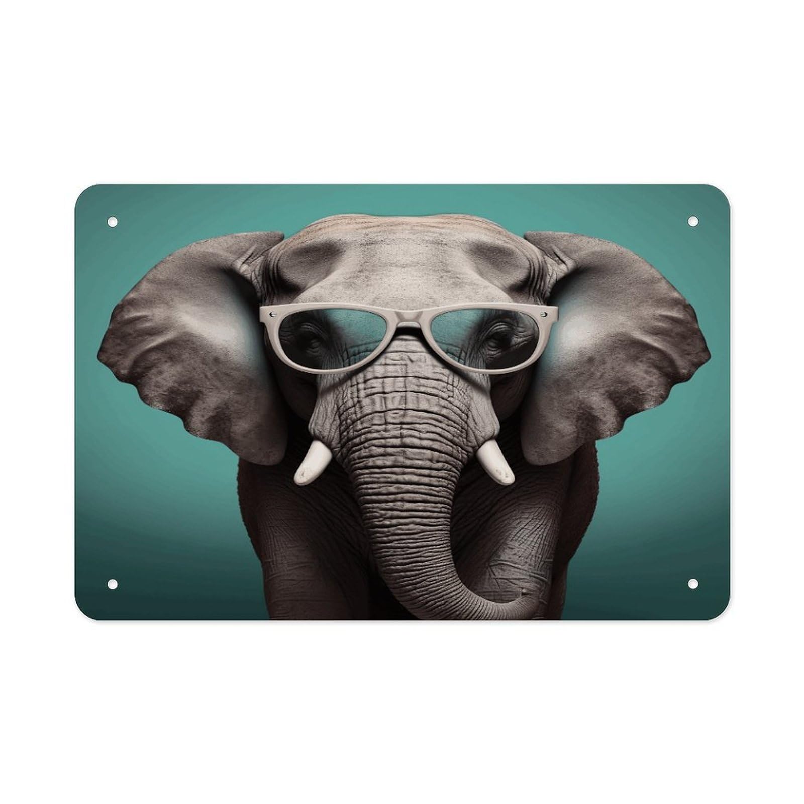 Fodpand Style Elephant With Glasses Wall Art Metal Signs Tin Sign