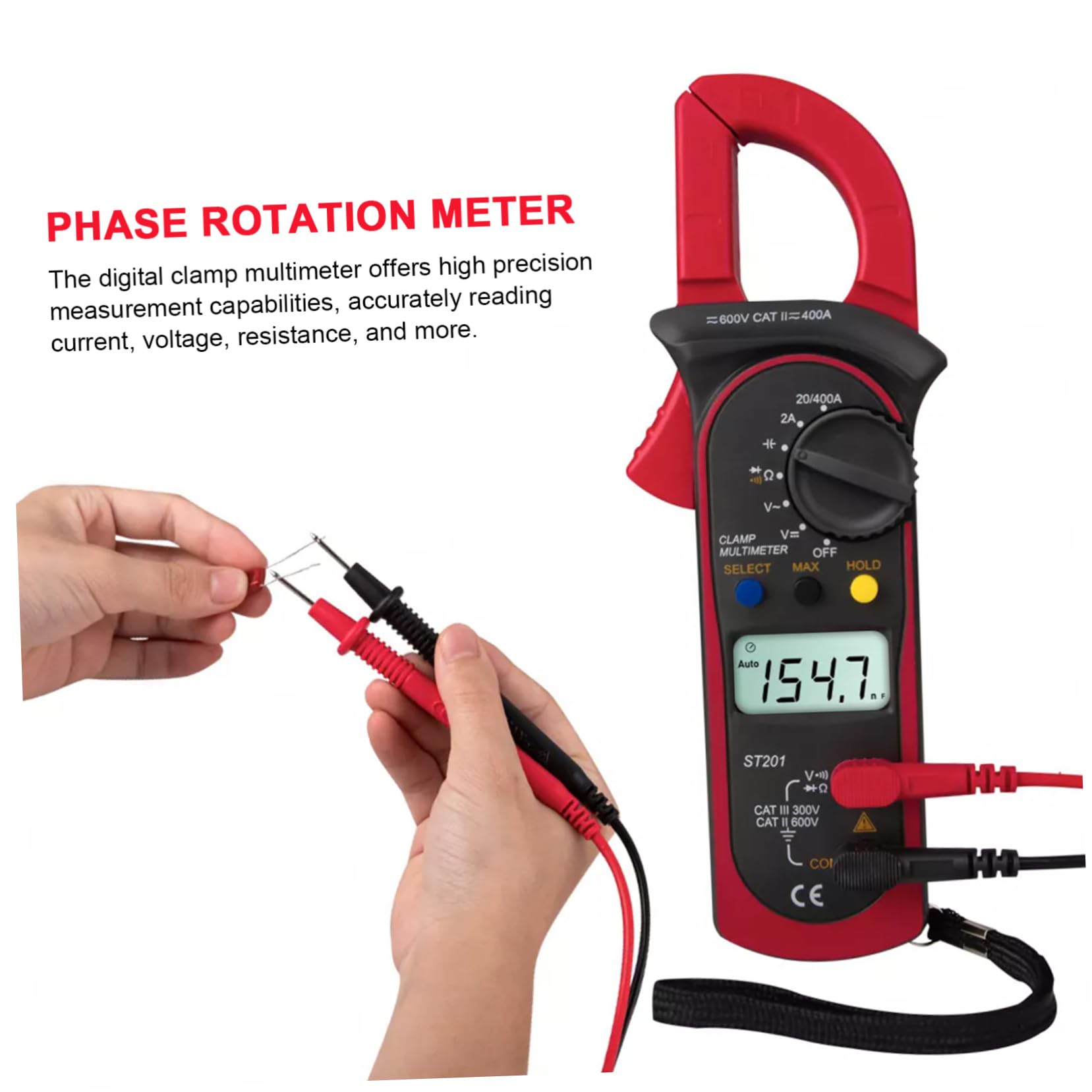 Digitales Zangenamperemeter Multimeter Rot aus Kunststoff