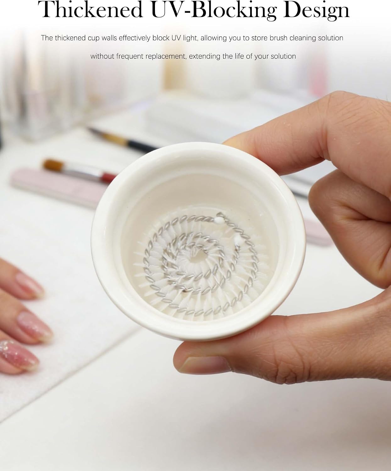 Ceramic Nail Art Brush Cleaner Cup with Lid - Reusable & Multifunctional, Thickened Design for Nail Salons, Home Use, and Manicurists
