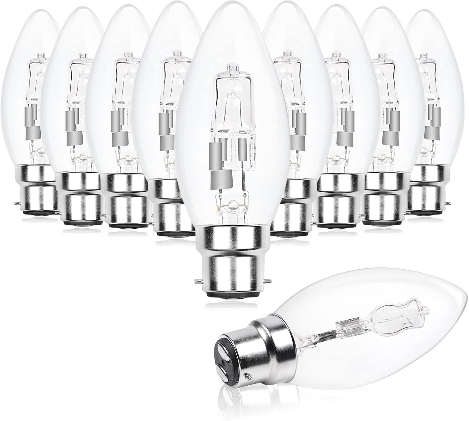 Klarlight 10 Packs C35 B22 Halogen Candle Bulbs Bayonet 28W BC B22 ...