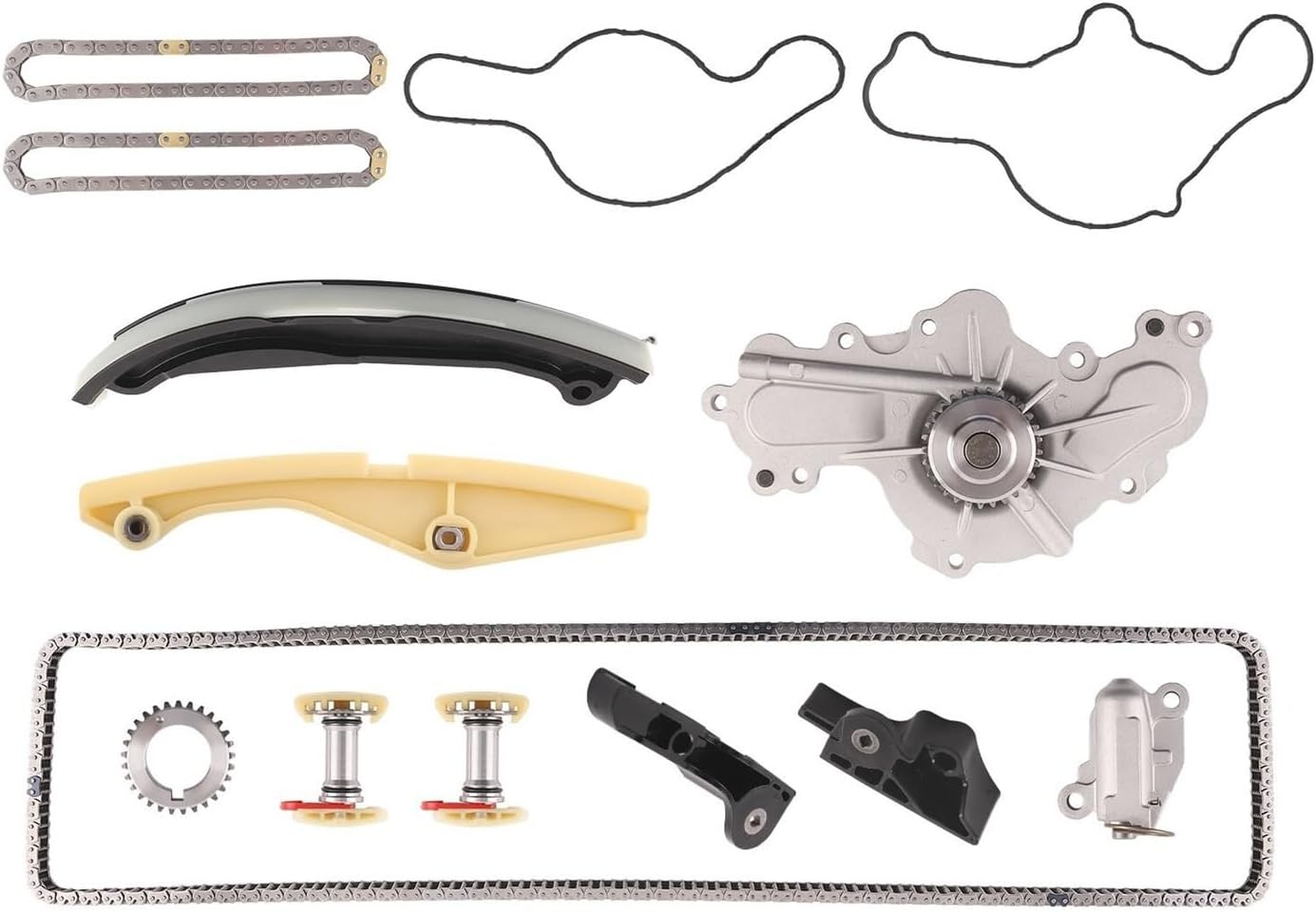 Car 3.5L .7L V6 Engine Timing Chain Tensioner Guide Rail Sprocket And Water Pump Kit For 2011-2019 Series