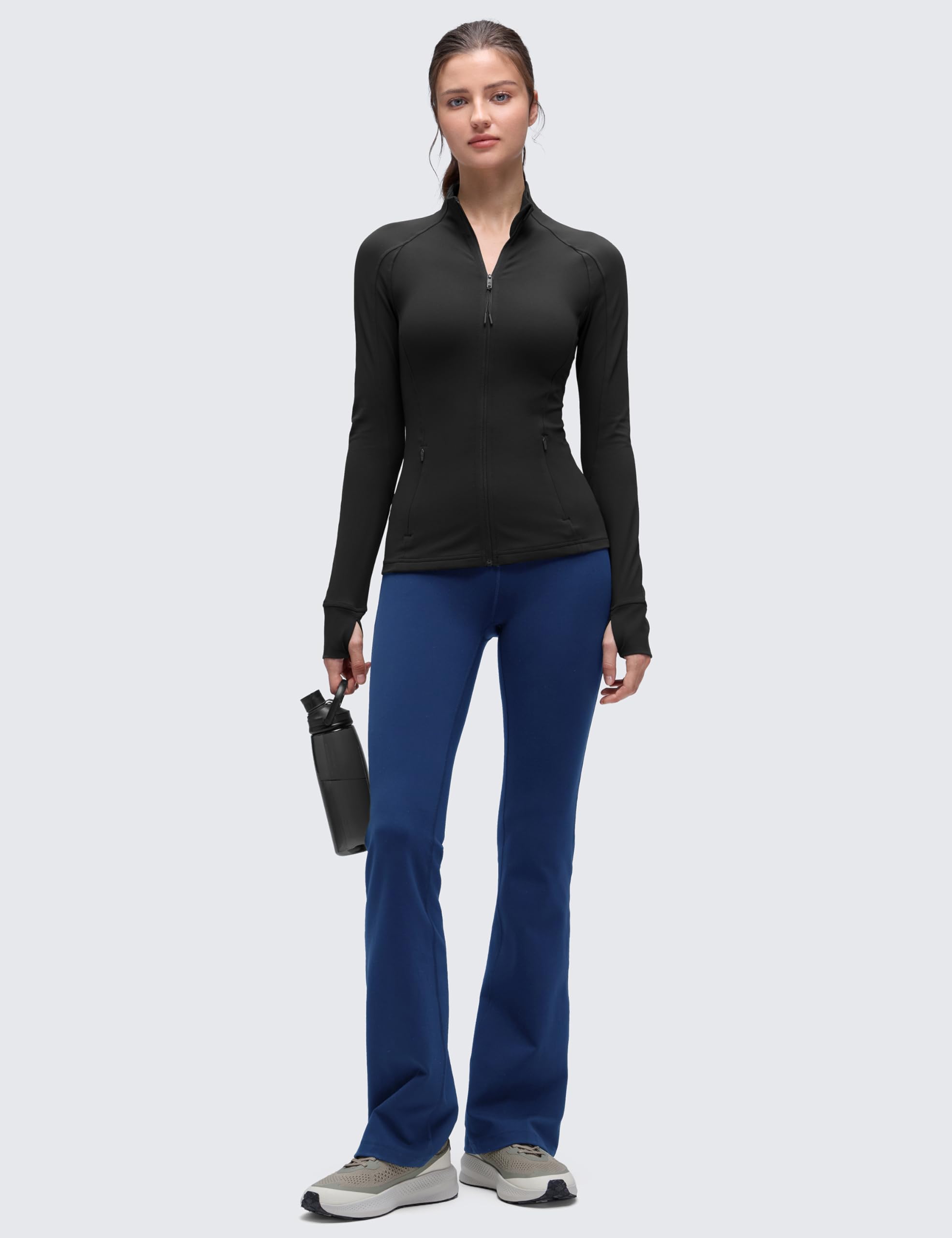 CRZ YOGA Butterluxe Jacke Hüftlänge | Extremweich, Sport, Slim Fit, Vollzip, Seitentaschen, Daumenlöcher, für Damen