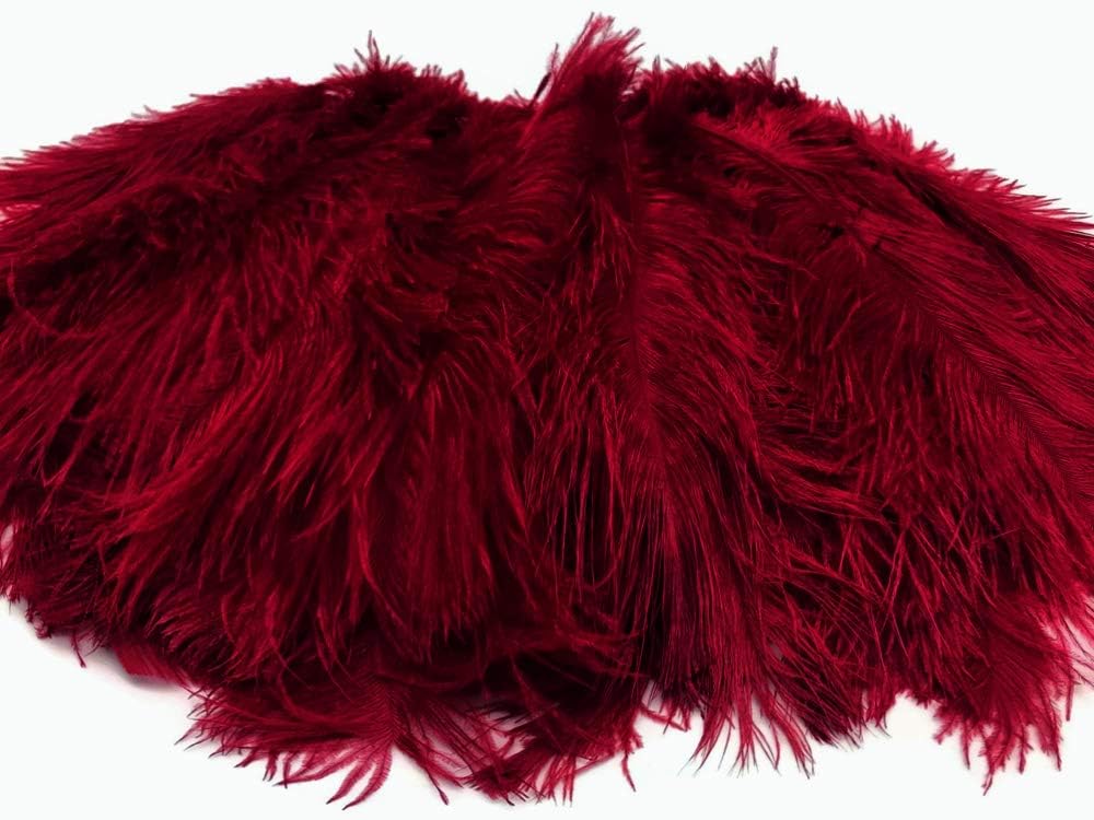 Moonlight Feather | 10 Pieces - 14-17" Burgundy Ostrich Dyed Drab Body Feathers Wedding Centerpiece Party