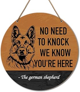 German Shepherd Welcome Sign for Front Door Decor, Dog Rustic Round Wood Hanging Sign Decorations, Farmhouse German Shepherd Sign Decor for Porch, Door, German Shepherd Gifts for Women Men Dog Lover