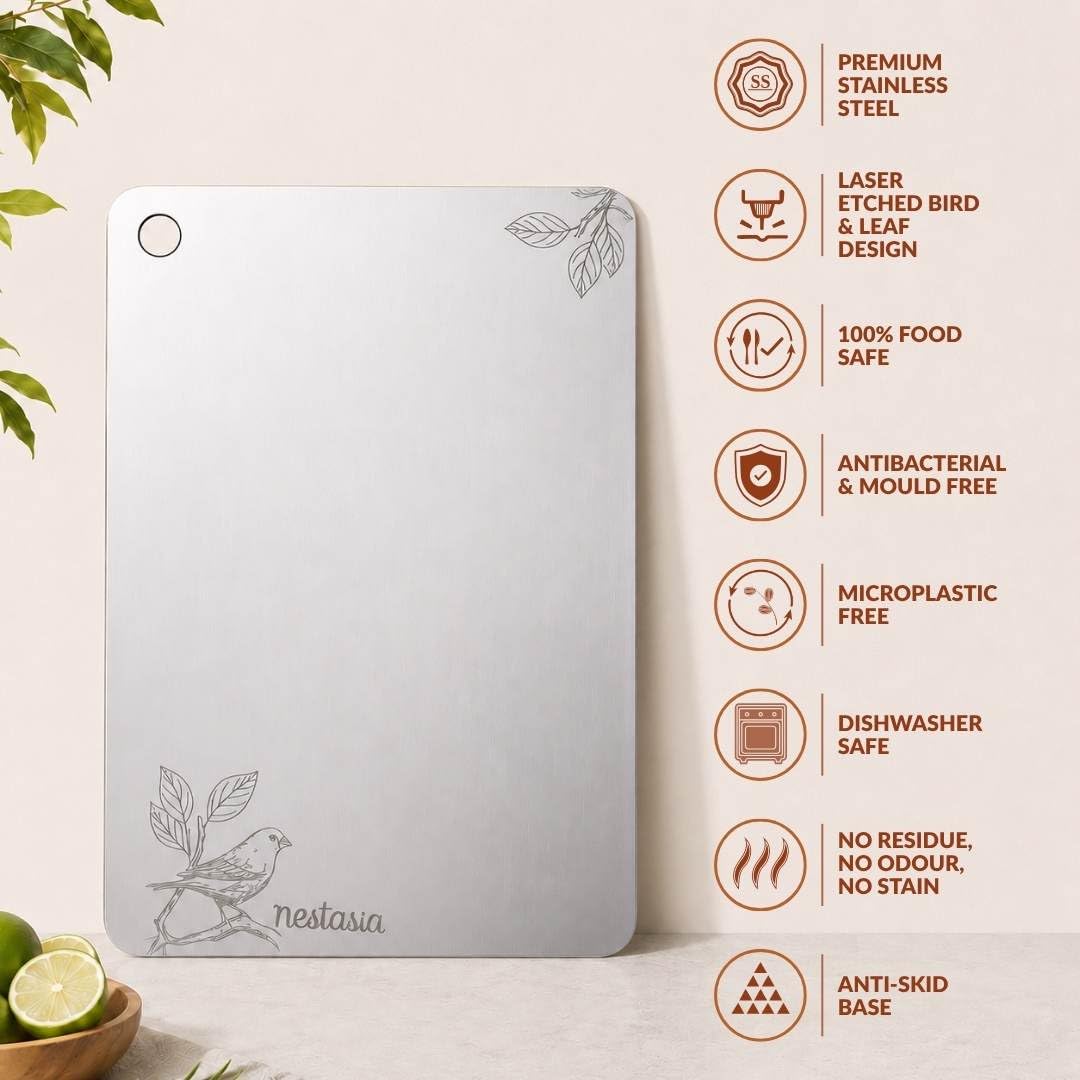 Nestasia Stainless Steel Chopping Board - Bird Motif -4
