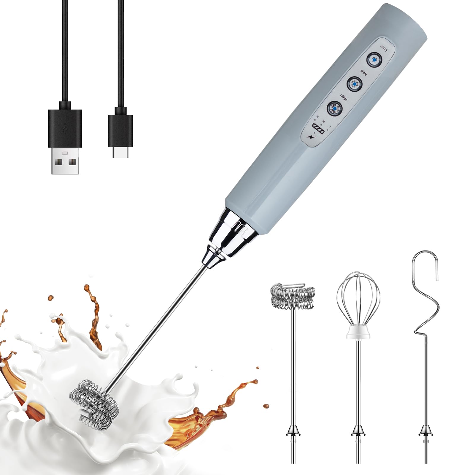 YUSWKO Handheld Milk Frother - Rechargeable Foam Wand -8