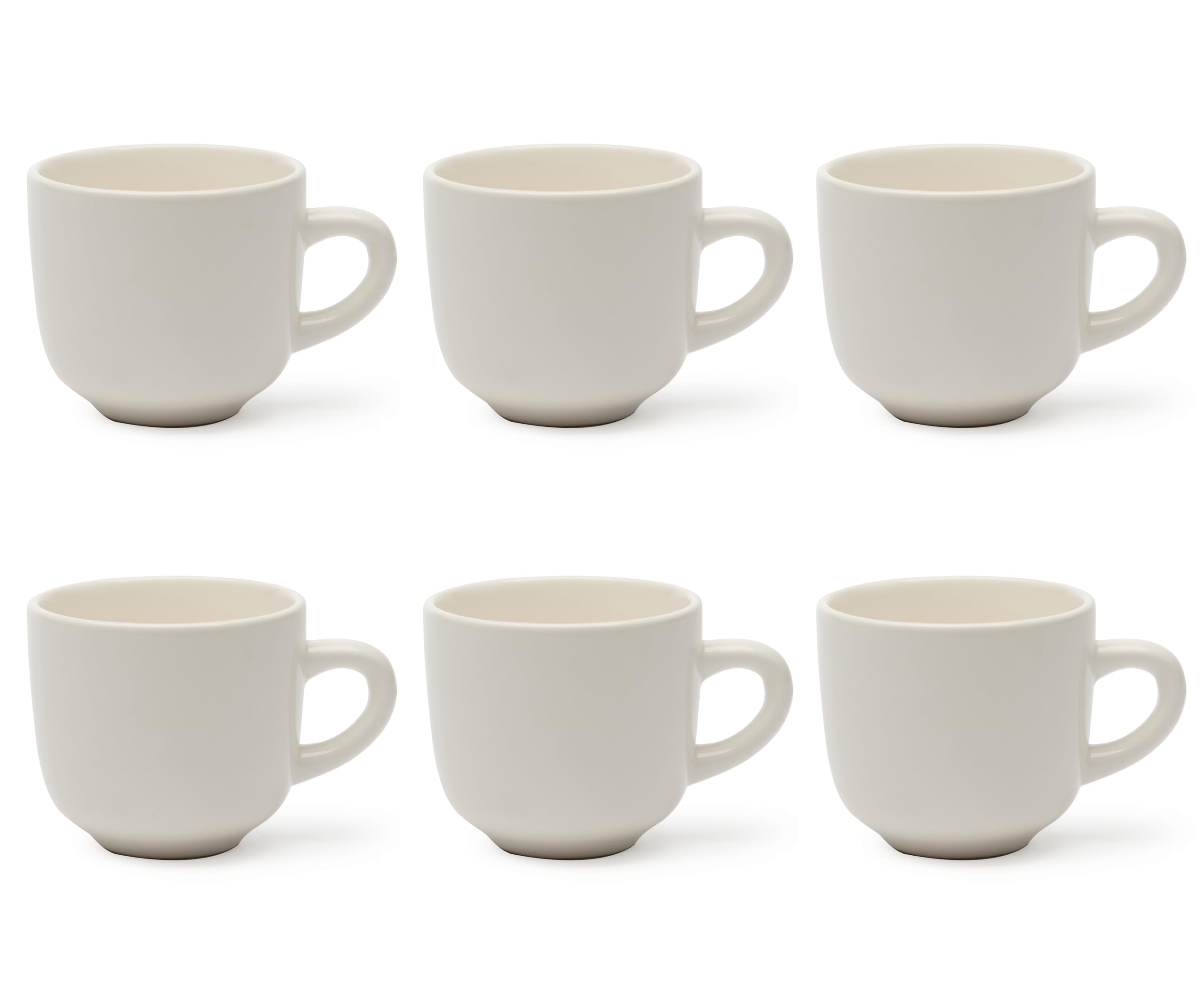 Excelsa Fashion White Set of 6 White Tea Cups, Ceramic, Capacity 250 ml