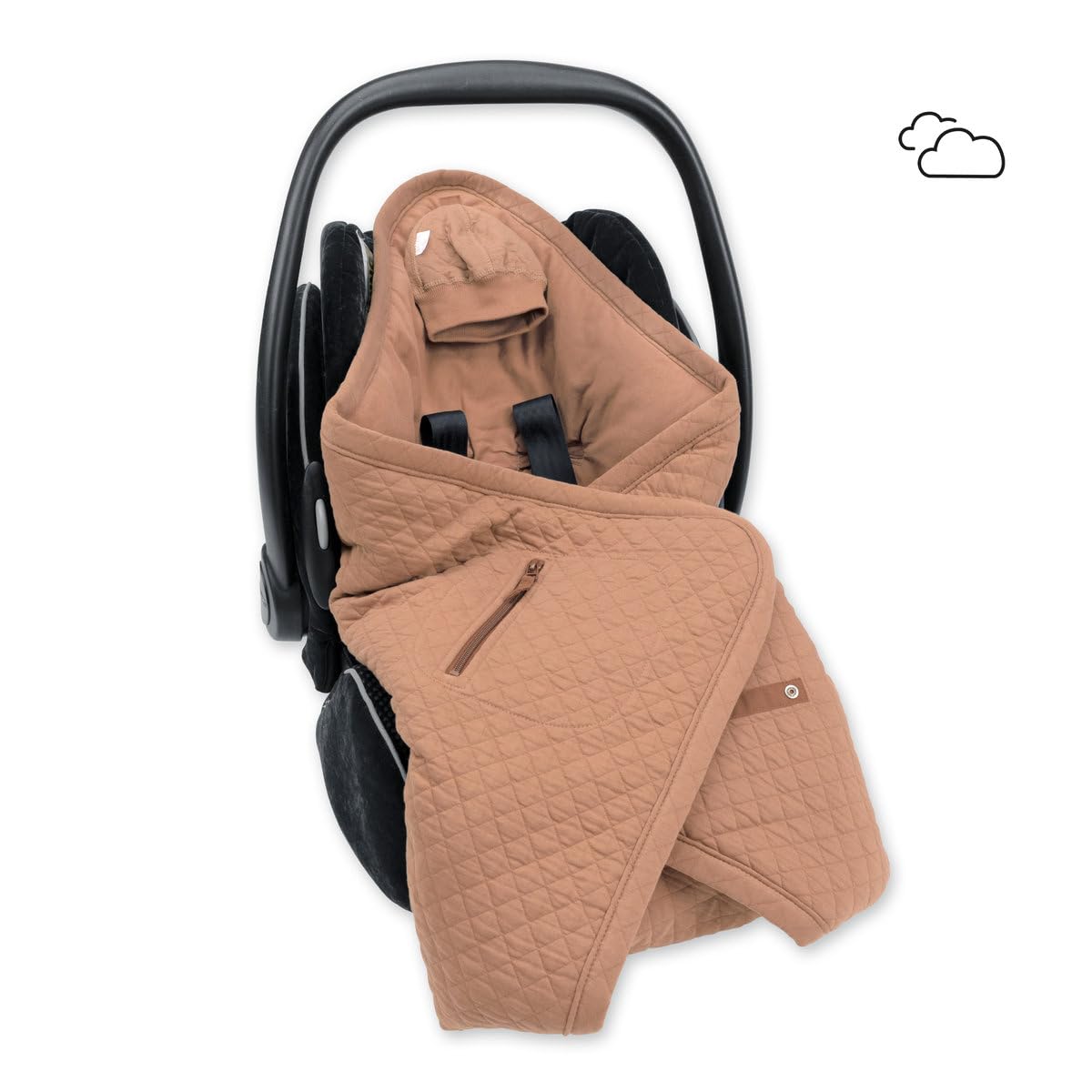 BEMINI - BISIDE Nid d'ange 0-12m - Modèle Universel 3 & 5 Points - Pady Quilted + Jersey - (Beige)