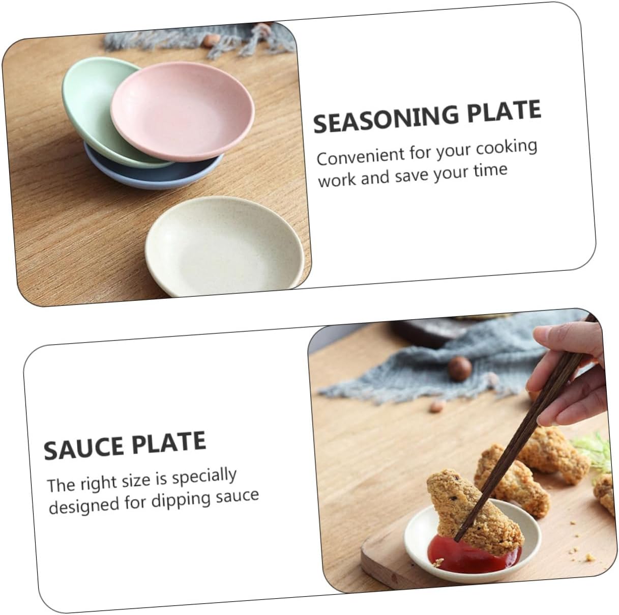 Hemoton 12pcs Assorted Color Wheat Straw Sauce Dipping Plates Seasoning Dishes for Sauces Vinegar and Side Dishes Easy to Clean and Non-staining