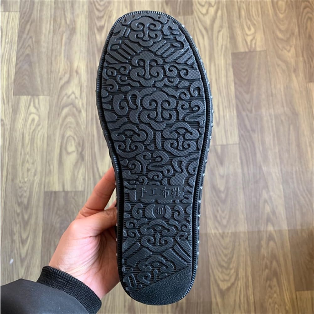 Scarpe Ricamate Scarpe Cinesi Kung Fu Tai Chi Scarpe Unisex Tradizionali Cinesi Della Vecchia Pechino Antiscivolo Traspirante Abbigliamento Quotidiano Slip On Scarpe Per Coppie ( Color : Black-01 , Si