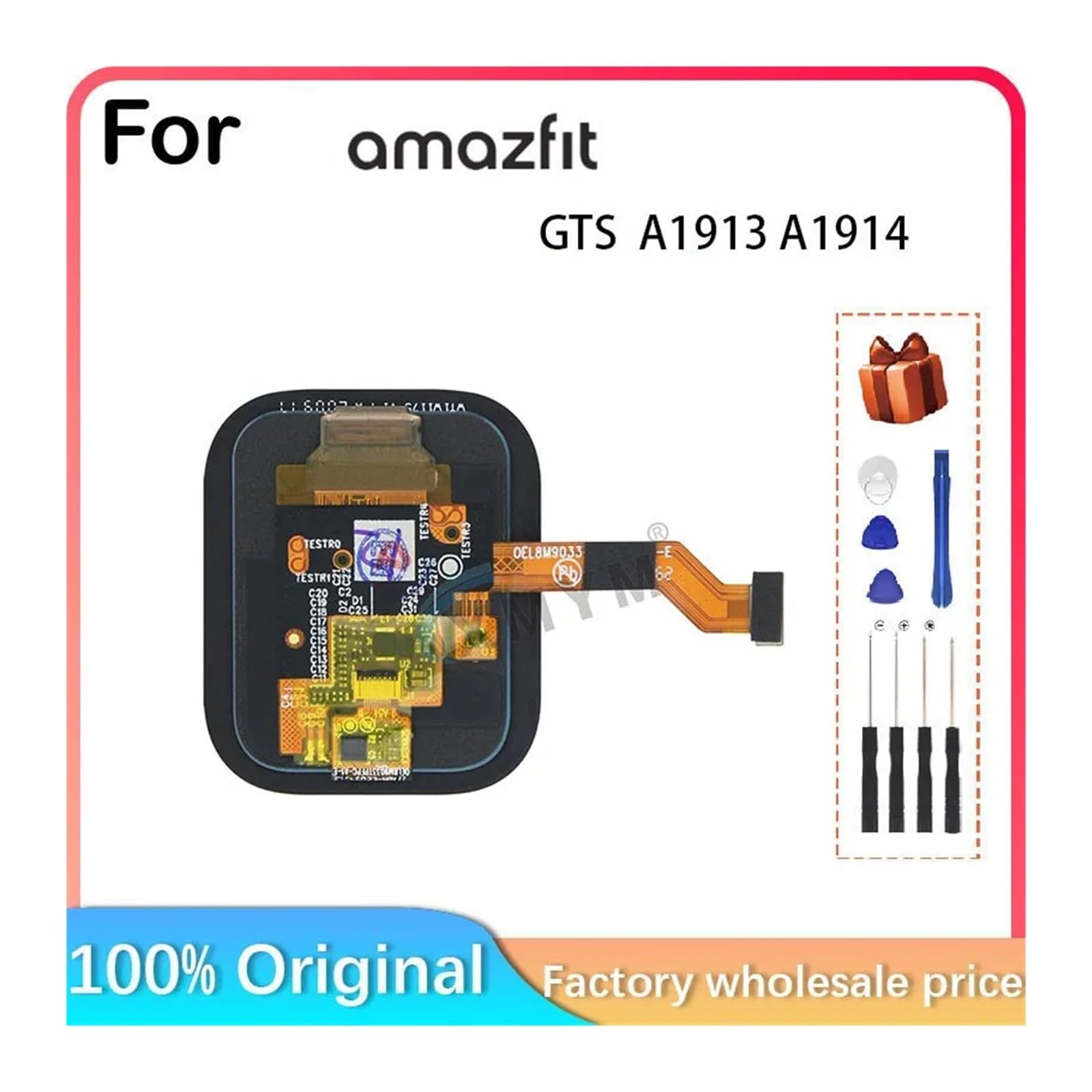 Touch screen, compatibile con Amazfit, schermo OLED GTS A1913 A1914, schermo LCD for smartwatch Amoled da 1,65 pollici