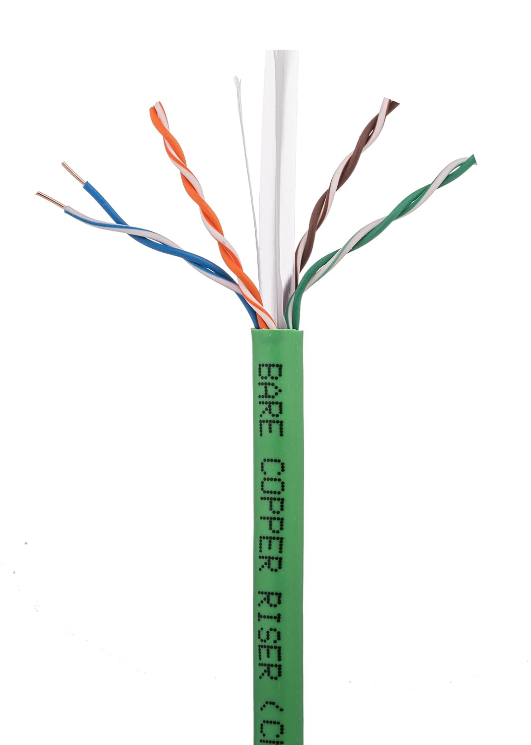 Cables Direct Online Green Cat6 Cable 500ft Solid Bare 23AWG Copper Wire Riser CMR Bulk Ethernet Cable – 550MHz PoE++ (4PPoE) UTP