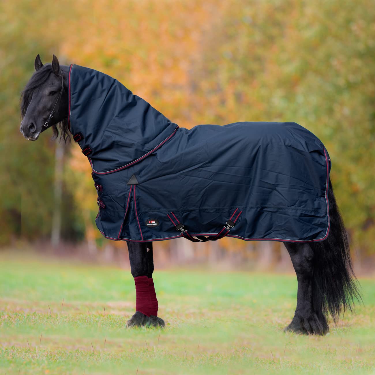 Aristo Combo Winterdecke m. Halsteil für Pferde, 600D Polyester RipStop, 300g Wattierung, Schwarz, 145 cm