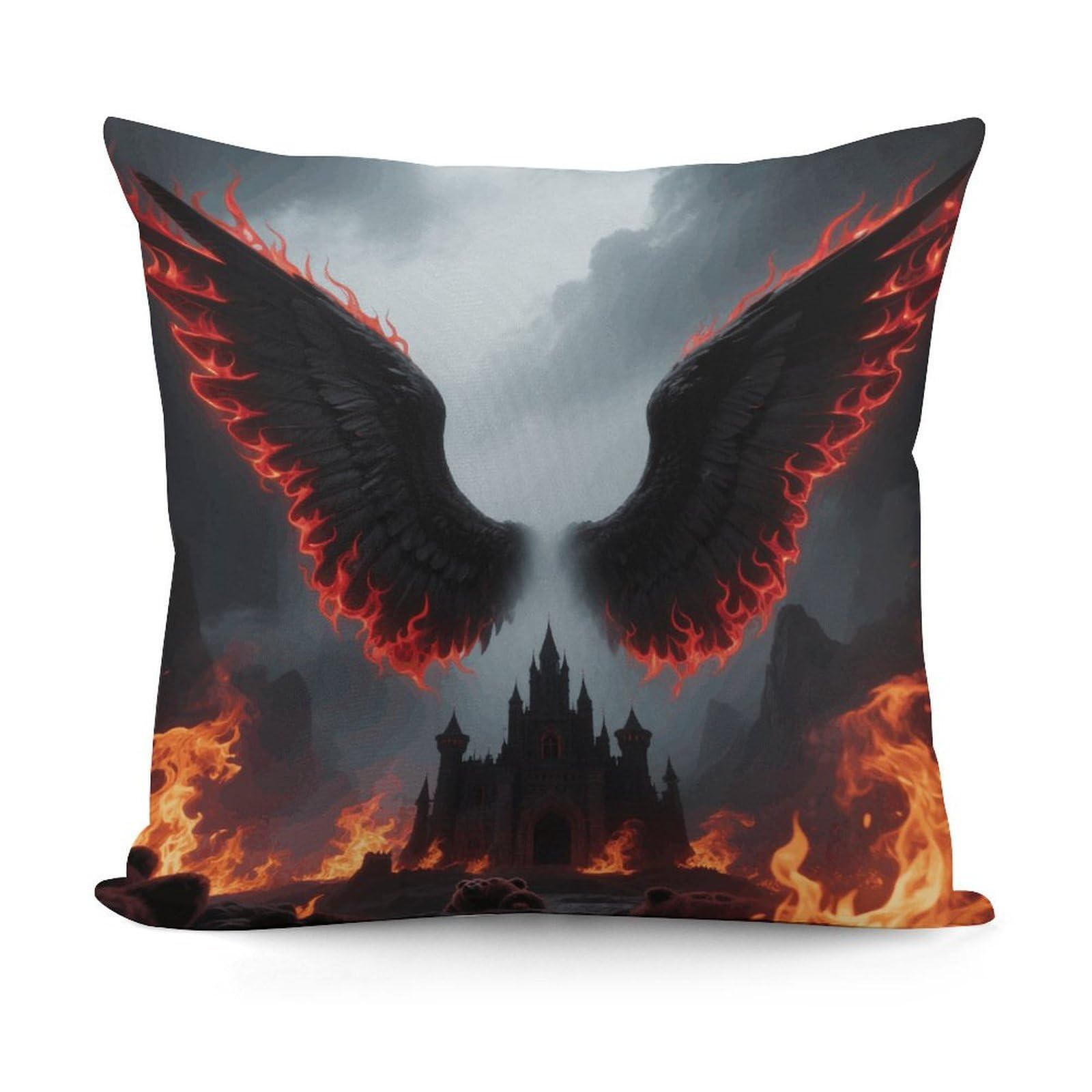 VstaDank Gothic Angel Wings Pillow Cover with Invisible Zipper Square Throw Pillowcase Plush Couch Sofa Pillow Case 18x18 Inch Decorative Throw Cushion Covers for Sofa Living Pillowcover