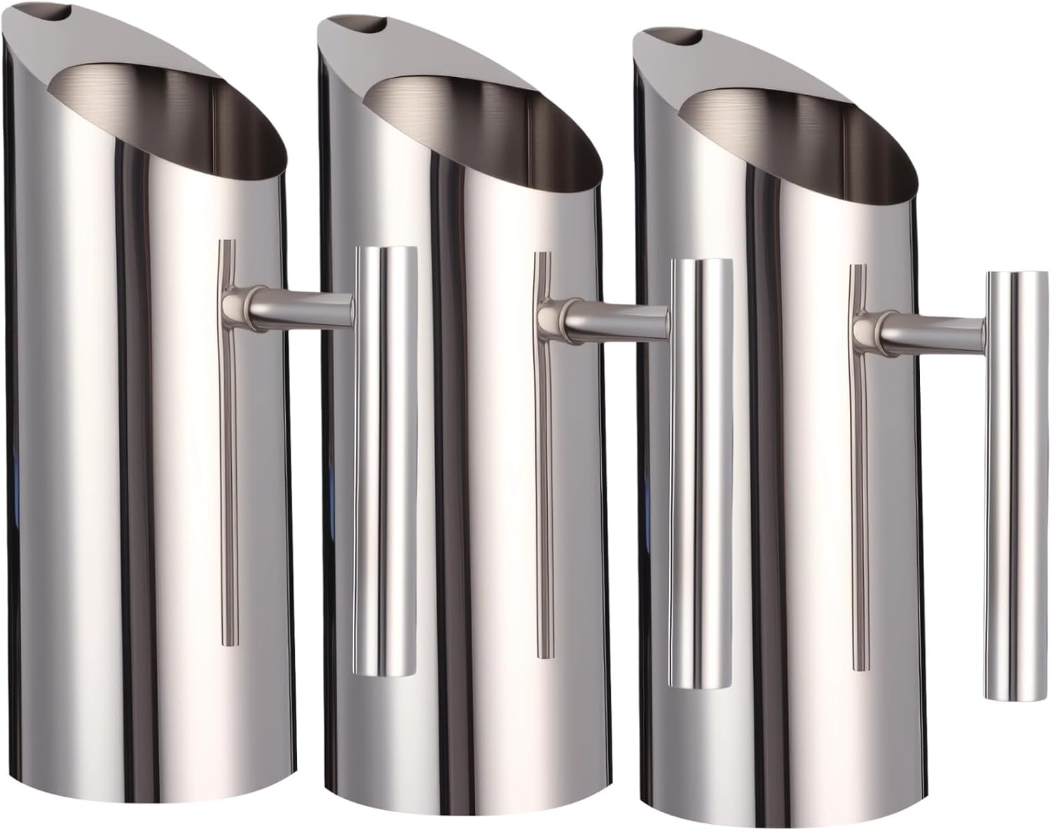 Stainless Steel Pitcher Set, 3 X 1L Pitchers, Handle Included, For Tea, Coffee, Juice, Beer, Bar Mixing Jug, Large Capacity