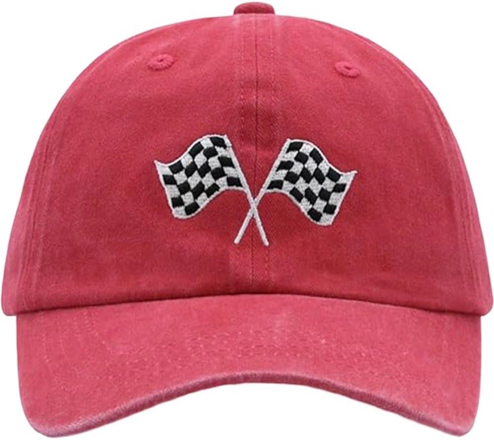 Baseballkappe F r Damen Und Herren Karierte Flaggen Rennwagenflagge Verstellbare Trucker-m tze Stickerei Unisex-sportkappe