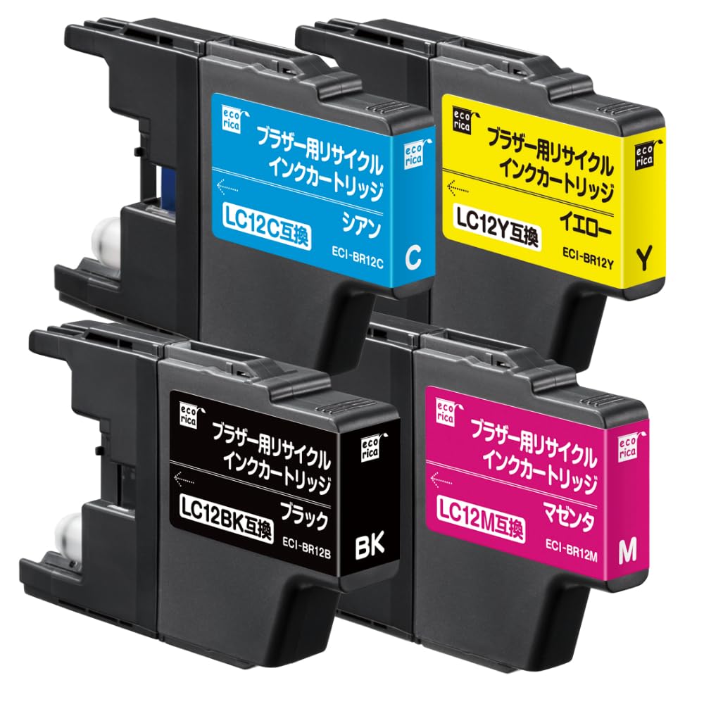 Amazon.co.jp: エコリカ ブラザー LC12-4PK対応リサイクルインク 通常