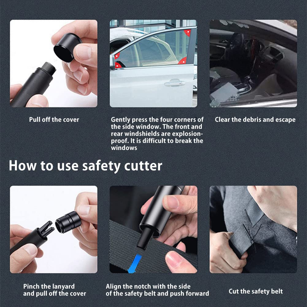 Tragbares Mini Auto Fluchtwerkzeug, 2-in-1 Auto Gurtschneider Notfallhammer Sicherheitsgurtschneider Auto Mini Notfallhammer mit Halterung für Auto, Bus, Glas, Fenster