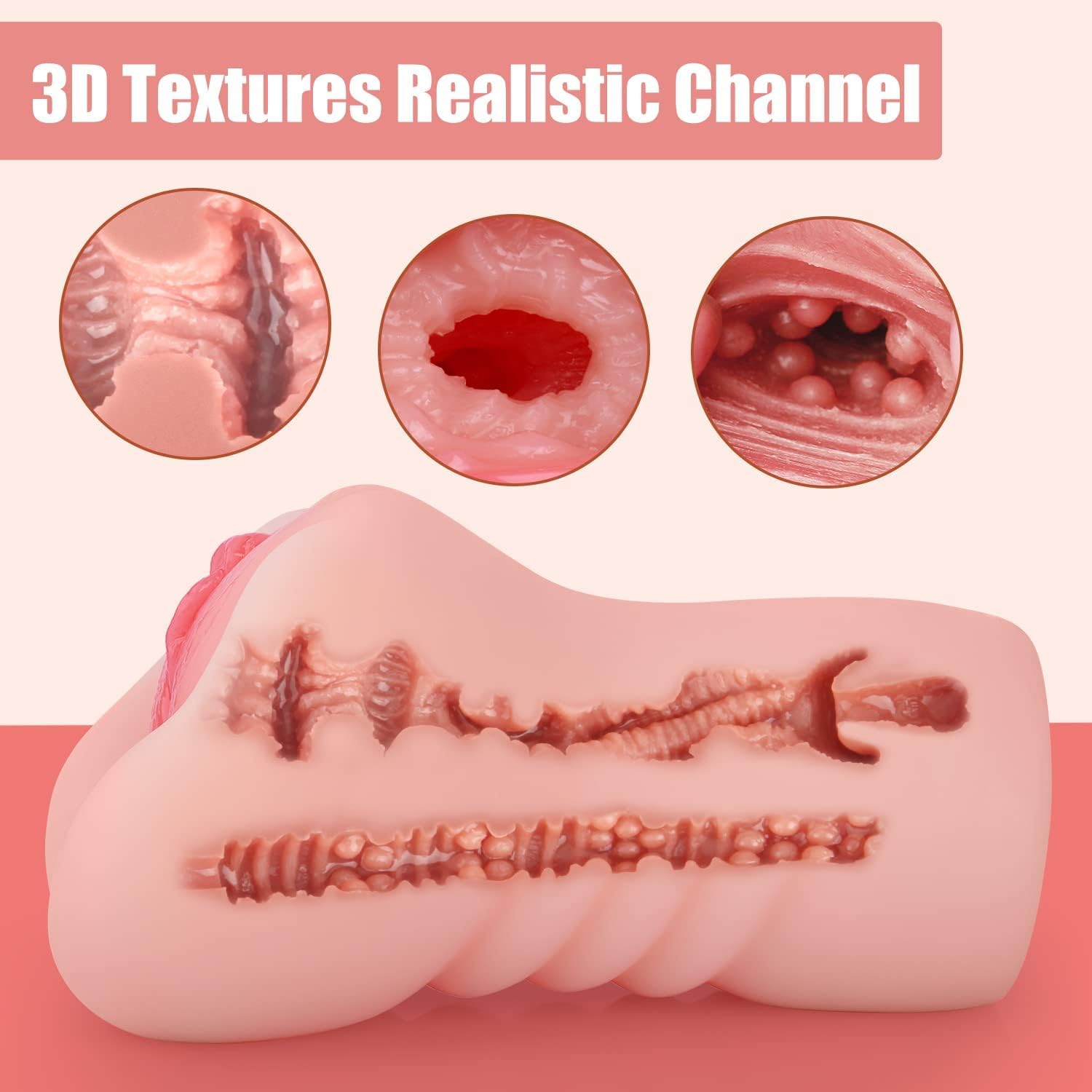 Male Masturbators Adult Sex Toys with 3D Realistic Textured Pocket Pussy and Tight Anus Sex Blowjob Stroker,Penis Training Masturbator Anal Play Sex Doll for Men (Flesh)