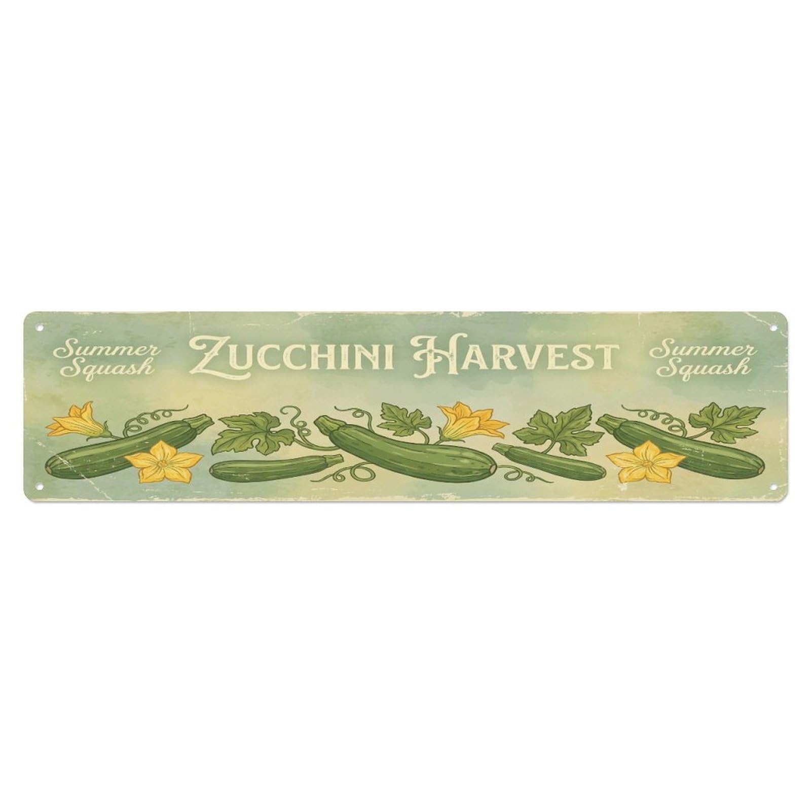 Olhnbad 4X16inch(10X40cm) Vintage Cottagecore Garden Zucchini Harvest Banner Metal Tin Sign