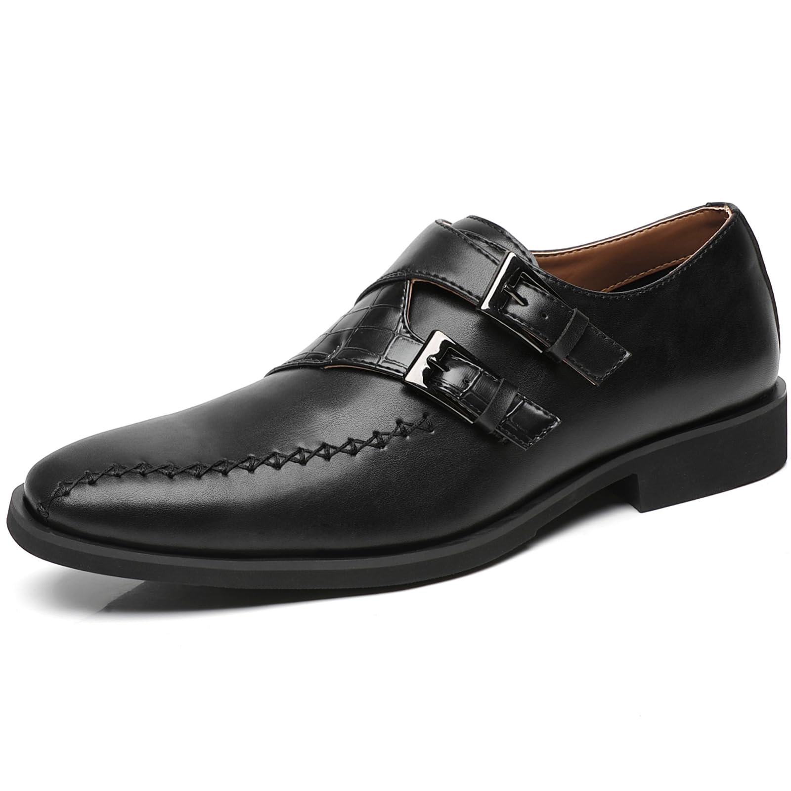 Ahico Mens Dress Shoes Monk Strap Classic Oxford Shoes Formal Business Wedding Loafers