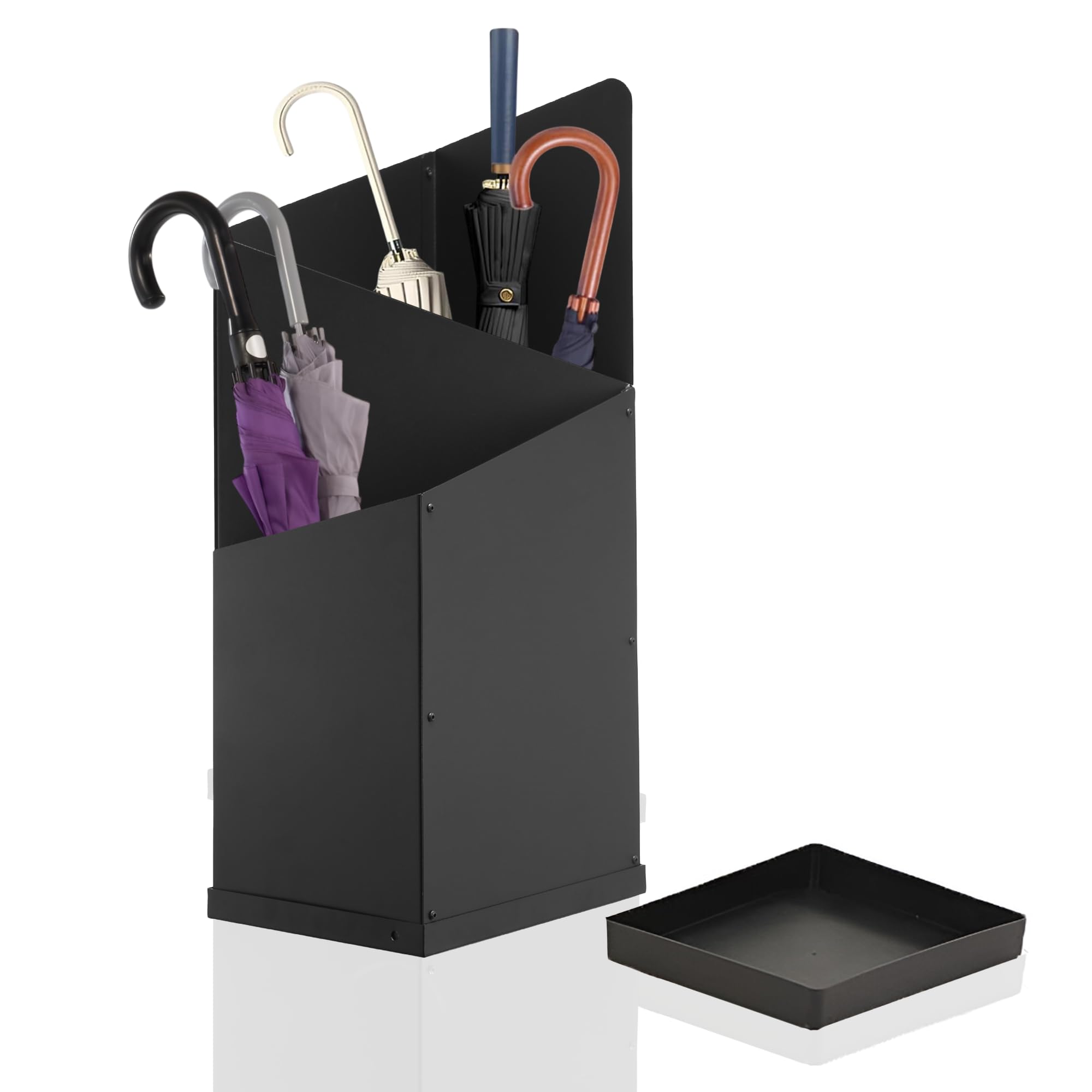 GRISSHMO Umbrella Stand for Entryway – Stylish Indoor Umbrella Holder for Home Storage & Organization – Black Metal Umbrella Basket Rack for Compact