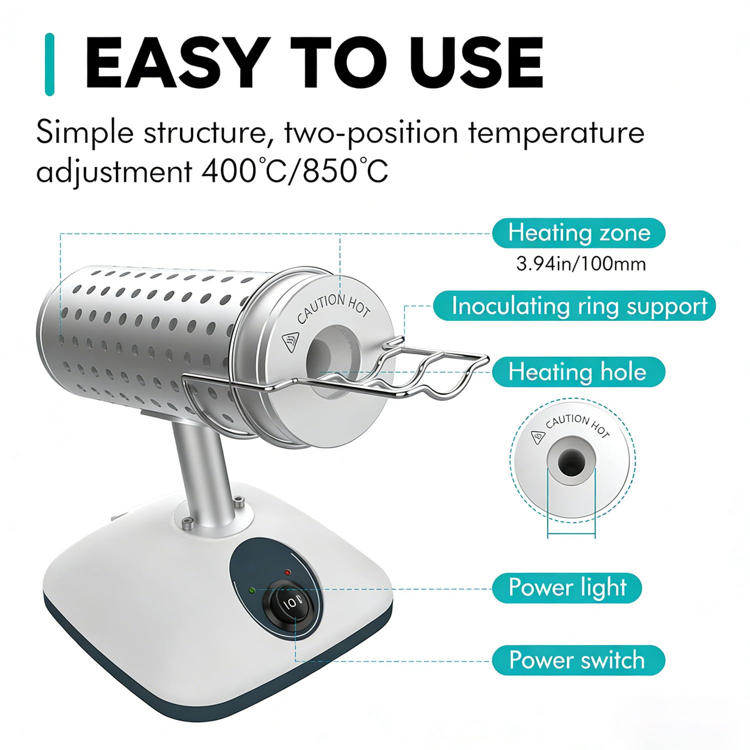Sterilizzatore a Infrarossi da Laboratorio, Sterilizzatori per Autoclave con Supporto, Doppia Temperatura 400°C/850°C, Sterilizzazione Rapida per Bisturi, Aghi, ANSE di Inoculazione