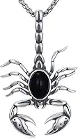 Colar escorpião prata esterlina 925 obsidiana escorpião pingente joias góticas presentes para homens e mulheres, com corrente de aço inoxidável 55 cm + 5 cm