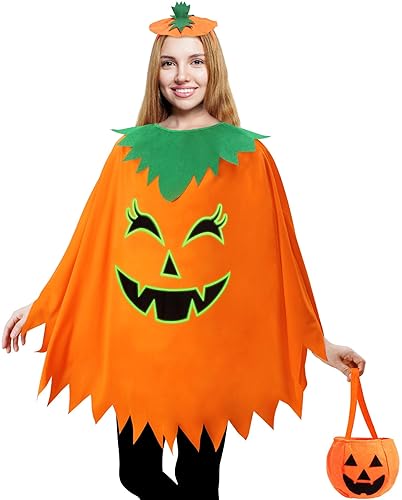 3 Pcs Pumpkin Costume for Adult,Glow in the Dark Pumpkin