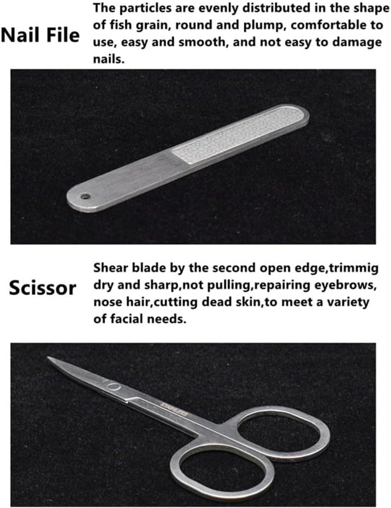 Oblique Flat Nail Clipper Set, Stainless Steel Toenail Cutter & Manicure Trimmer Kit, Portable Nail Repair Scissors with Earpick, 4-Piece Pedicure Set