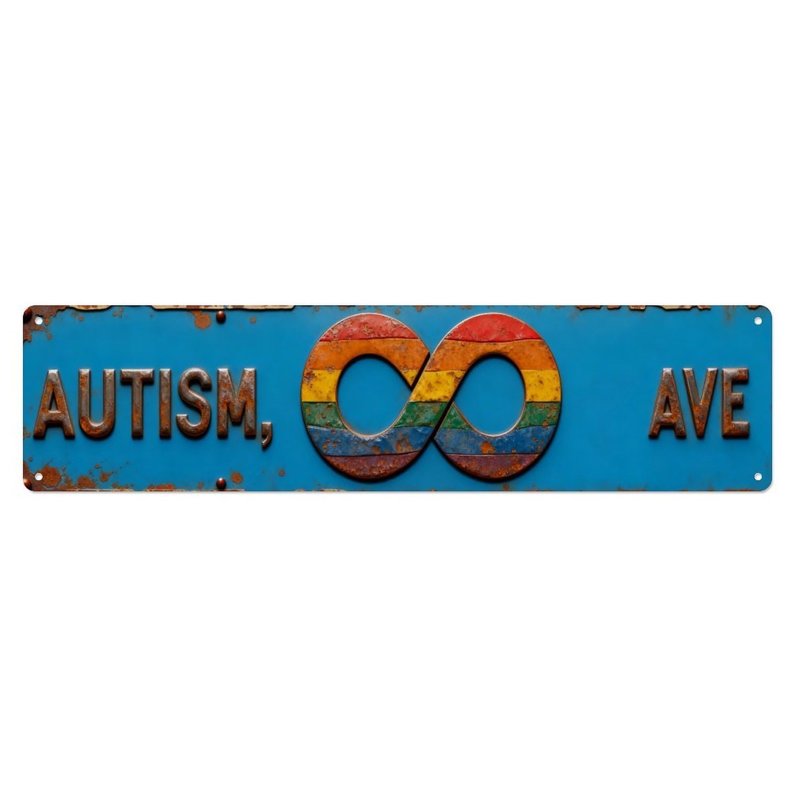 Autism Infinity Rainbow Avenue Sign Metal Tin Sign Plaque