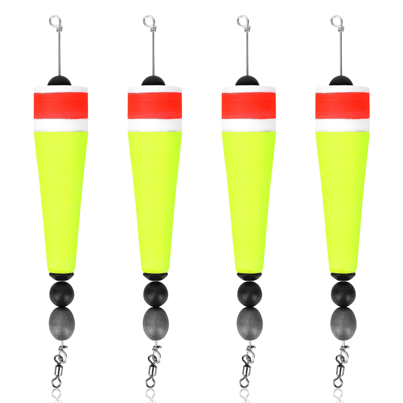 BOXOB 4pcs Fishing Slip Floats Rigs, Weighted Popping Corks for Freshwater and Saltwater Bobber Tackle Durable Fishing Tackle Kit for Trout Bass (4in, Yellow)