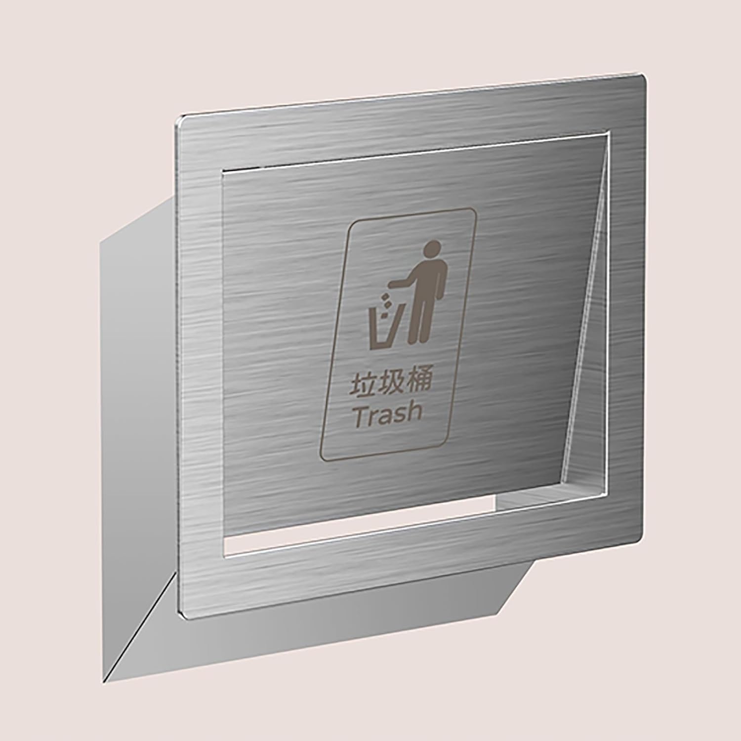 Trash Can Lid Recessed, Stainless Steel Bin Cover, Side Mount Trash Bin Lid, Garbage Cover Auto-Close(Silver,21.5x16cm/8.5x6in)