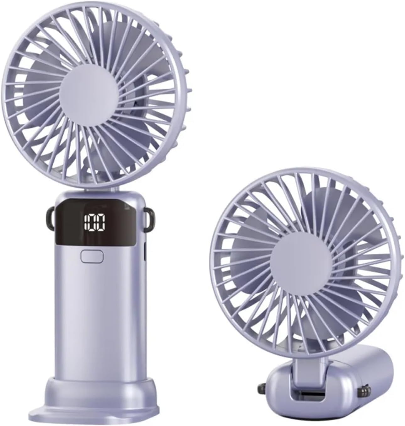 Pyltor Handheld Fans, Mini Fan 3000mAh Type-c Rechargeable,90° Fold Cooling Portable Handheld Electric Fan,Led Digital Display Fans,for Travel, Outdoor, Home, Office, School, Camping (Purple)