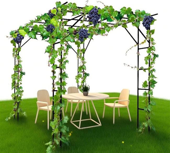 POPSEA Grape Trellis for Grape Vines Outdoor Large Tall Support Arch Arbor Heavy Duty Garden Trellis for Climbing Plants, Raised Beds, Vineyard Arbors and Arches Courtyard and Decoration of Pavilions