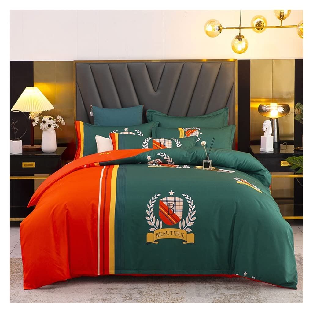 yestGEyestGE Juego de Ropa Cama Algodón Ecológico Cuatro Piezas, Funda Edredón Cachemira Estampada 4 Lujoso Supersuave, Rico Reversible, Completo con Sábana Bajera y 2 Fundas Almohada.