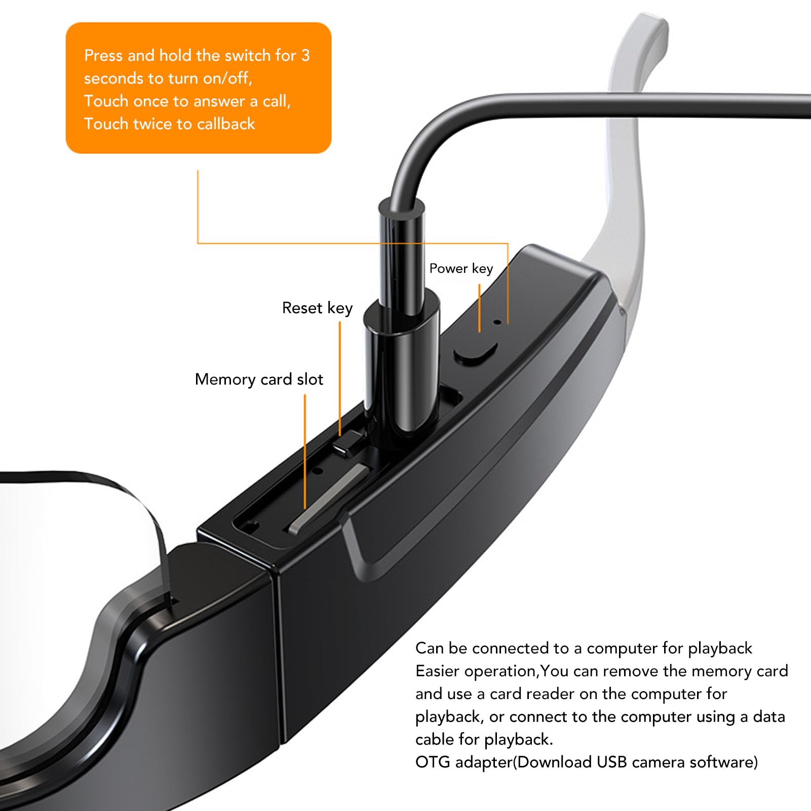 Sxhlseller Occhiali da Ciclismo con Fotocamera 2K, Fotocamera per Occhiali Intelligenti con Registrazione Video POV Bluetooth per attività All'aperto, Occhiali da Sole Antivento