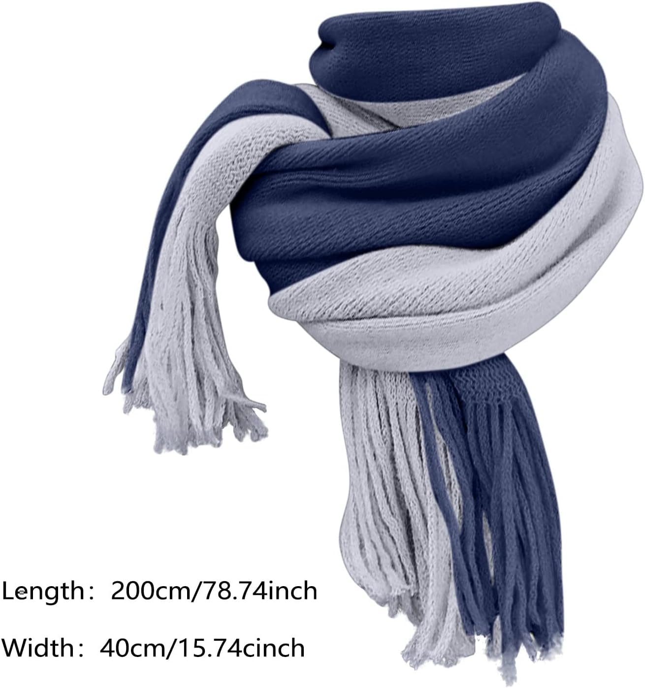 Alexvyan Fashions Two Color Extra Soft MicroFibre Cashmere Knitted Mufflers Cum Scarves Cum Stoles Woolen Men and Women Casual Scarf Soft and Warm Muffler (Blue & Grey). 1