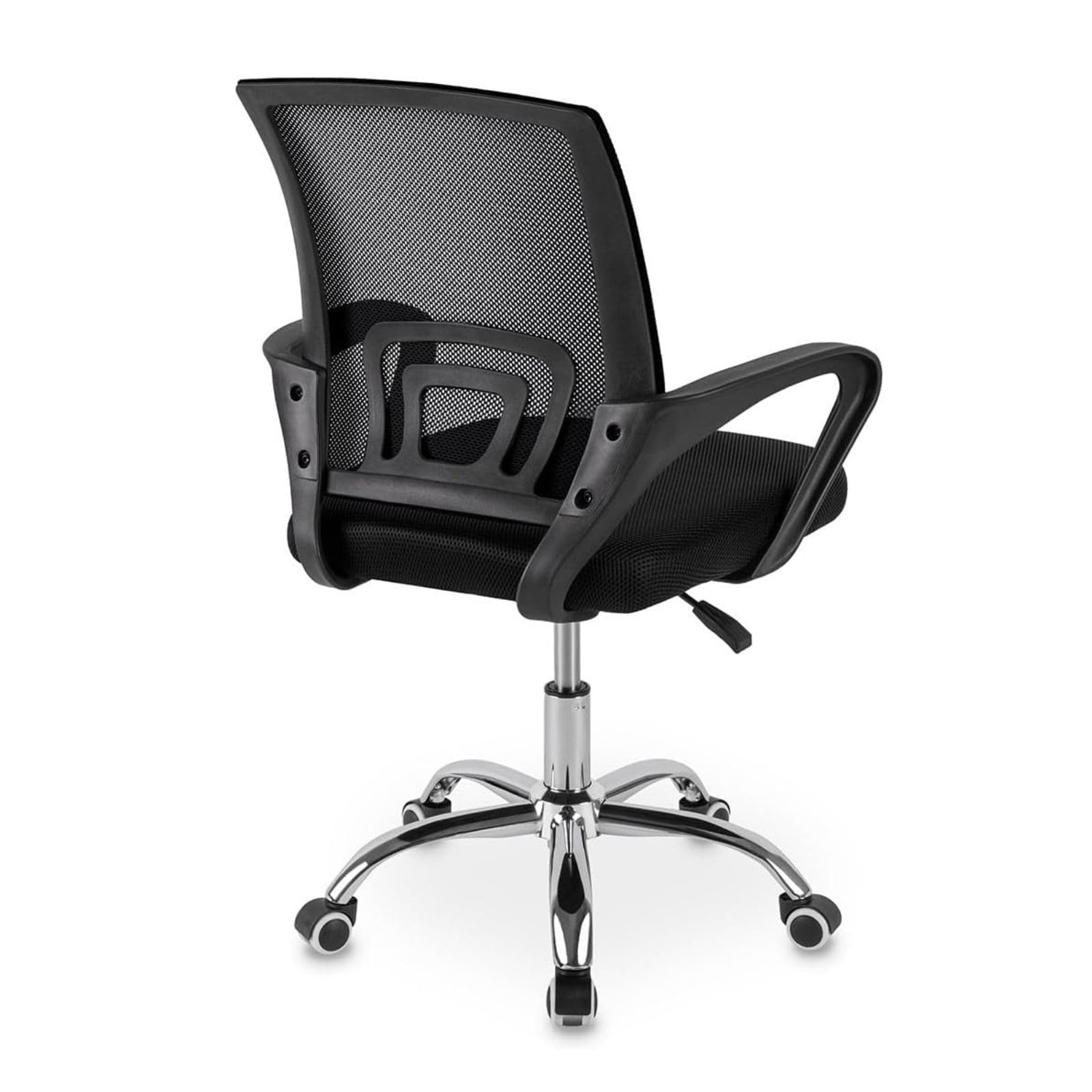 DASCK Silla de Oficina Ergonómica Negra con Respaldo de Malla, Altura Ajustable y Base Giratoria 360°