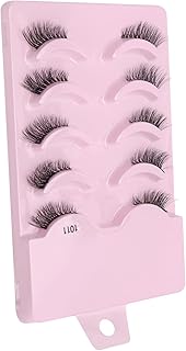 Half Lashes Natural False Eyelashes Wispy cat eye lashes,3/4 False lashes, half eyelashes, 3D Clear Band Faux Mink Fake Lashes Corner 1/2 eyelashes, Tatti lashes(5 Pairs-1011)