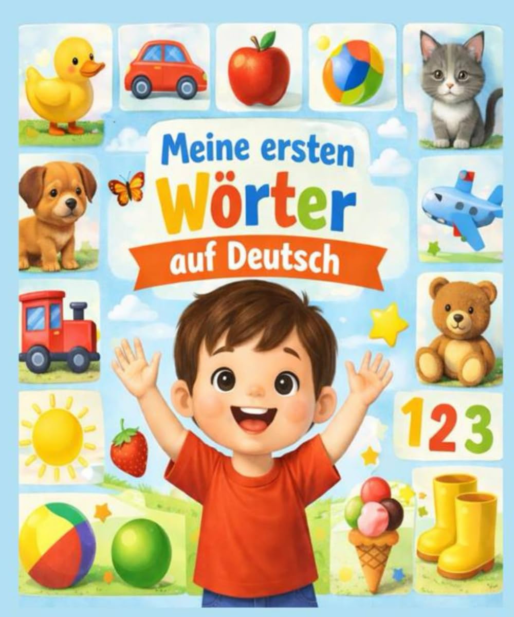 Meine Ersten Wörter auf Deutsch: Illustriertes Kinderwörterbuch für Anfänger – 450 grundlegende Wörter zum Erlernen der deutschen Sprache.
