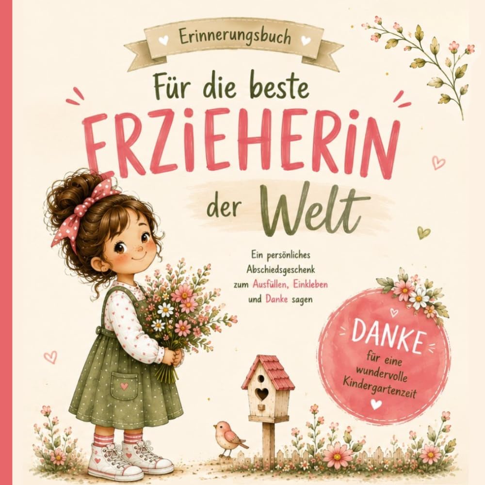 Für die beste Erzieherin der Welt: Persönliches Geschenk zum Kita-Abschied: Erinnerungsbuch zum Ausfüllen, Einkleben und Danke sagen für eine wundervolle Kindergartenzeit