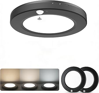 2 Pack Motion Sensor Ceiling Light Hardwired, 15W 1500lm 3CCT/3 Mode/30-120s Timer, 7.5 inch Black Small Motion Sensor Light Indoor for Closet, Pantry, Hallways, Stairwells, Garage