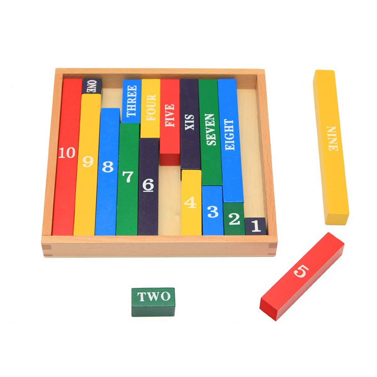 Mfumyy Montessori Math Materials for Preschool,Wood Small Numerical Rods,Educational Counting Toy,Math Blocks,Addition , Subtraction Games Educational Learning Material for Toddler,Multicolor,Medium