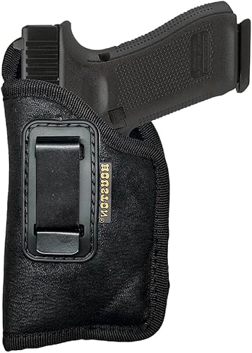 IWB - Funda para pistola de Houston – Nobuck ECO de cuero oculto – Compatible con la mayoría de subcompactas 9/40/45 con láser
