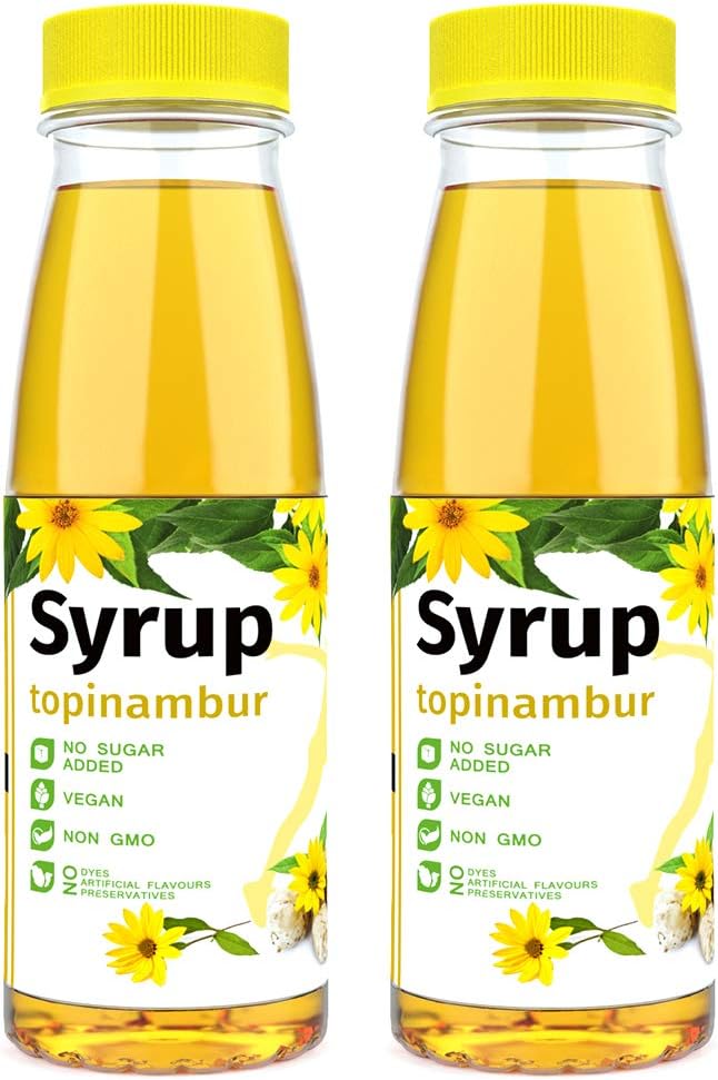 Zuckerfrei Sirup Topinambur Vegan 300 ml Alkoholfrei - 2 Pack - 100% natürlicher Zuckerersatz Zum Backen Oder Kochen - Wenig Kohlehydrate