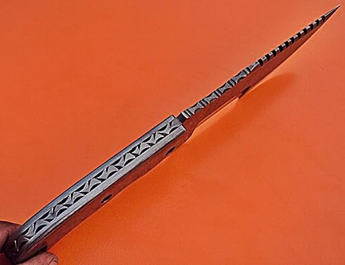 Miniatura 7 de TZ 35 Cuchillo de seguimiento hecho a mano de acero de Damasco Ful Tang de 12 pulgadas, agarre perfecto con mango de damasco horizontal Carry Scout